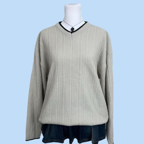 y2k cream indie skate grunge acrylic knit sweater - Picture 1 of 7